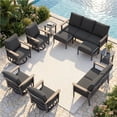 thumbnail image 1 of Sweecci Outdoor Patio Furniture Set, 10 Piece Aluminum Patio Conversation Sets, Swivel Rocking Chairs and Ottomans, 5.1" Cushions Outdoor Couch for Garden, Porch, Backyard,Dark Gray, 1 of 9