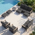 thumbnail image 1 of Sweecci Outdoor Patio Furniture Set, 9 Piece Aluminum Patio Conversation Sets, Swivel Rocking Chairs and Ottomans, 5.1" Cushions Outdoor Couch for Garden, Porch, Backyard,Dark Gray, 1 of 12