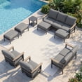 thumbnail image 1 of Sweecci Outdoor Patio Furniture Set, 9 Piece Aluminum Patio Conversation Sets, Swivel Rocking Chairs and Ottomans, 5.1" Cushions Outdoor Couch for Garden, Porch, Backyard,Gray, 1 of 12