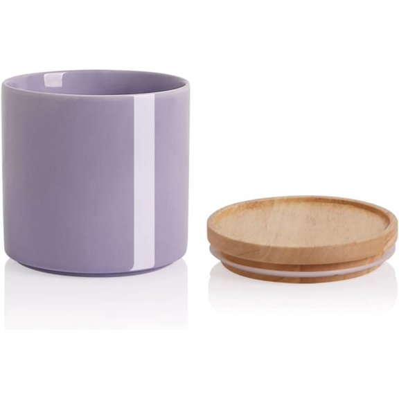 Sweejar Ceramic Food Storage Jar, Stackable Kitchen Canisters, Containers with Airtight Seal Wooden Lid - 39 Fl Oz,Gradient Purple