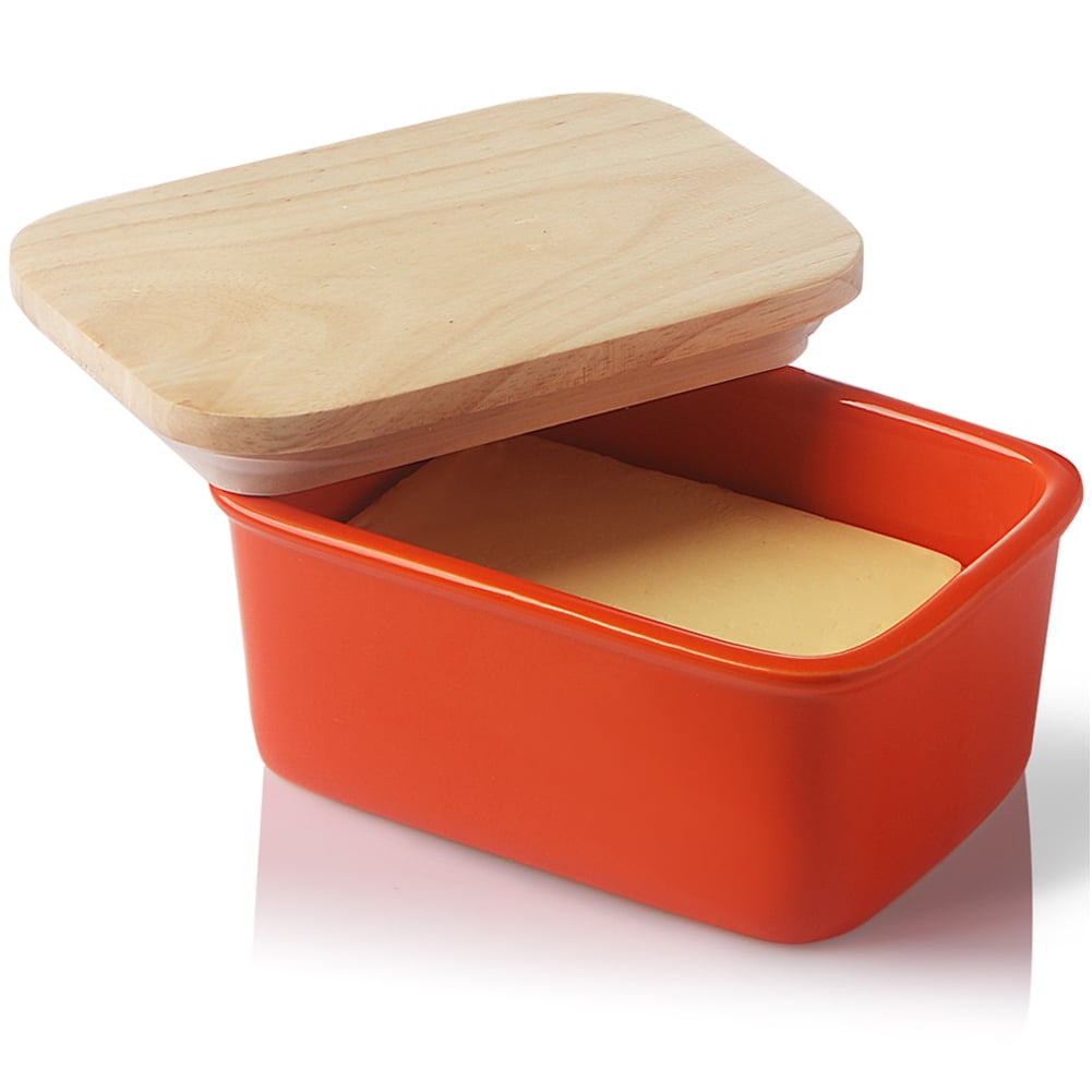 SWEEJAR keramische boterschotel met handvat, 18 cm porselein grote boterhouder met deksel, perfect voor oost/westboter (turkoois