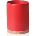 thumbnail image 1 of Sweejar Kitchen Utensil Holder with Wooden Bottom, 8.2" Ceramic Utensil Crock to Hold Spatulas for Cooking Countertop, Housewarming, Wedding, Birthday Gift ,Red, 1 of 6