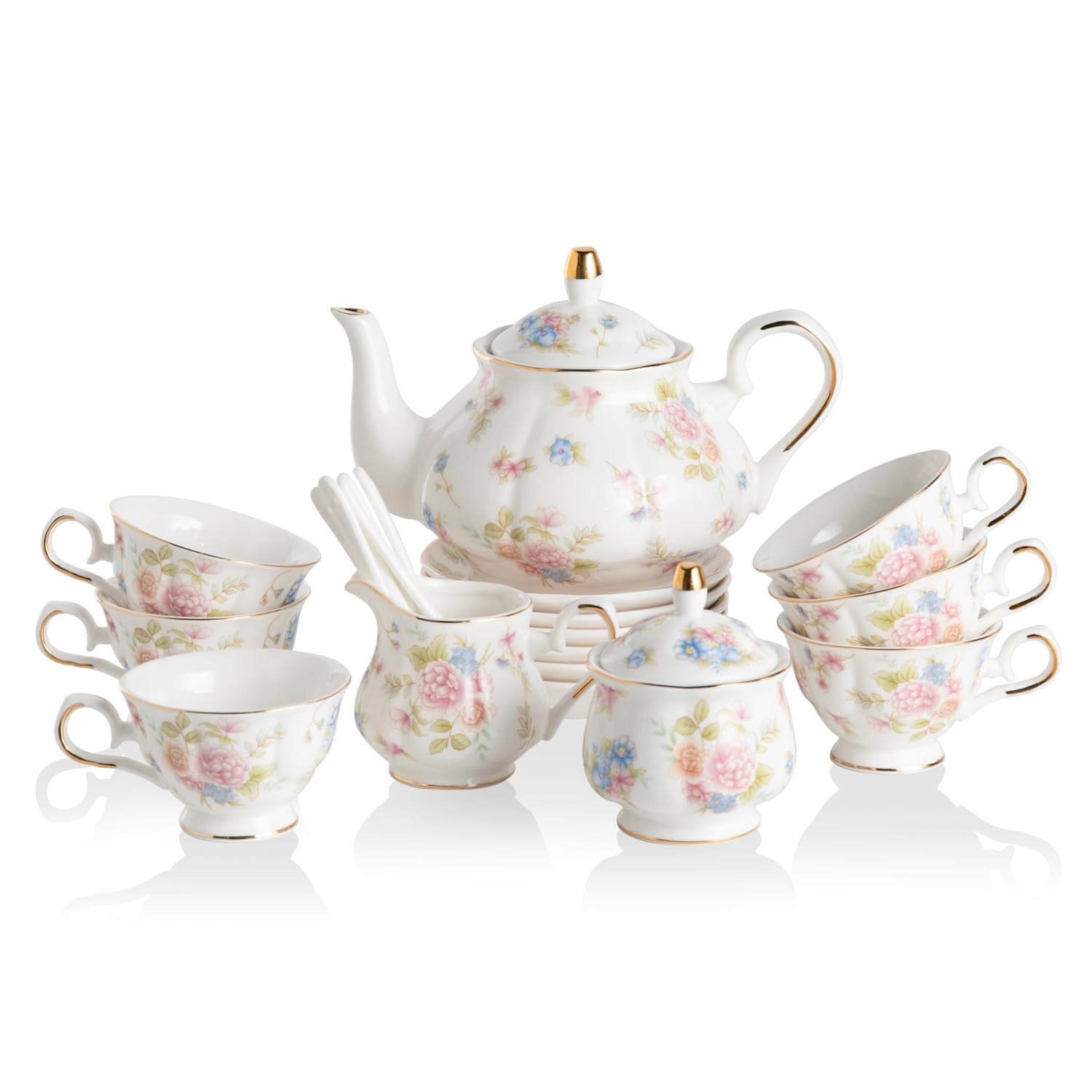 Servizio da tè Villeroy & Boch Botanica (8 persone), tazza da tè e piattino, zuccheriera, lattiera - Italia