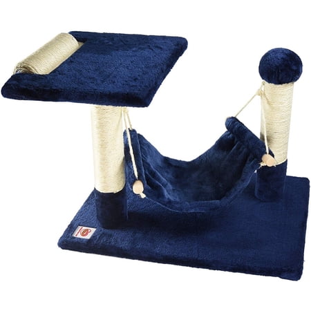 Sweekys Cat Tree Perch with Hammock Scratching Posts Activity Play 27.5 x 15.5 x 17 in, Blue