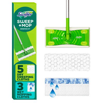 Sweep & Mop Starter Kit - 9ct: Multi-Surface Cleaning Tools, Plastic Material