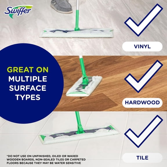 Sweep + Mop XL, Broom & Mop Alternative, Floor Cleaner for Dirt, Dust, Hair, All Purpose Cleaning Tool for Home, Bathroom, Kitchen, Set Includes 1 XL Sweeper 8 XL Dry Pads 2 XL Wet Pads Fresh