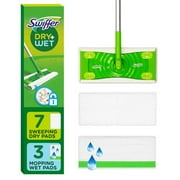 Sweeper 2 in 1 Dry + Wet Floor Cleaning and Sweeping Kit, Multi Surface Floor Cleaning Kit, Kit Includes 1 Sweeper, 7 Dry Sweeping Cloth, 3 Wet Mop Cloths