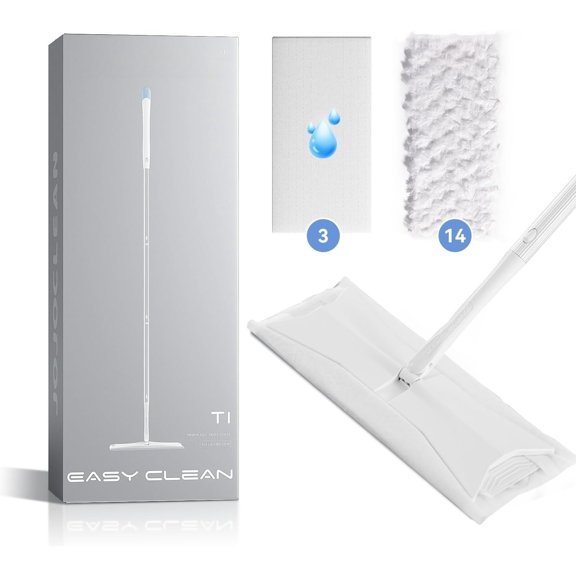 Sweeper 2-in-1 Dry + Wet Floor Mopping and Sweeping Kit, Multi-Surface Kit for Floor Cleaning, Kit Includes 1 Sweeper 14 Dry Sweeping Cloths 3 Wet Mopping Cloths