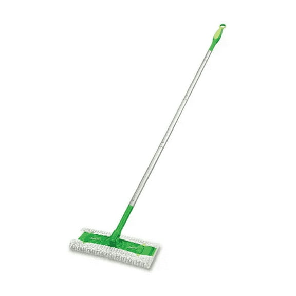 Sweeper Mop, 10 x 4.8 White Cloth Head, 46" Green/Silver Aluminum/Plastic Handle