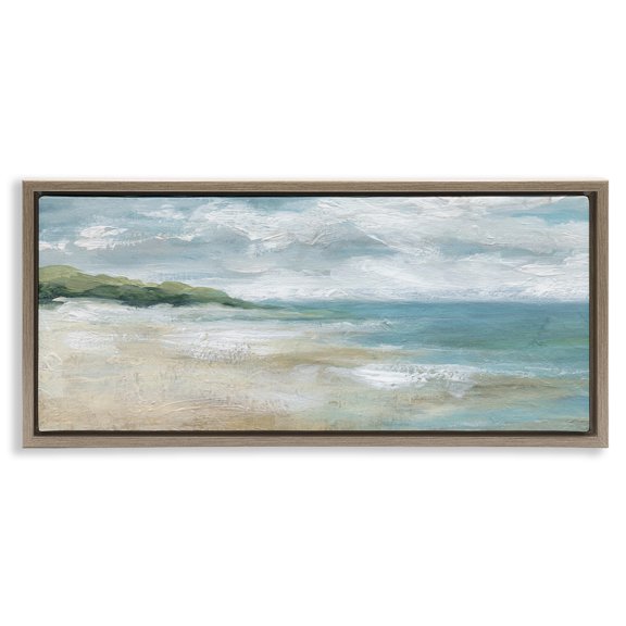 Stupell Industries Sweeping Coastal Expanse Brown Framed Floater Canvas Wall Art, design by Carol Robinson, 11 x 25