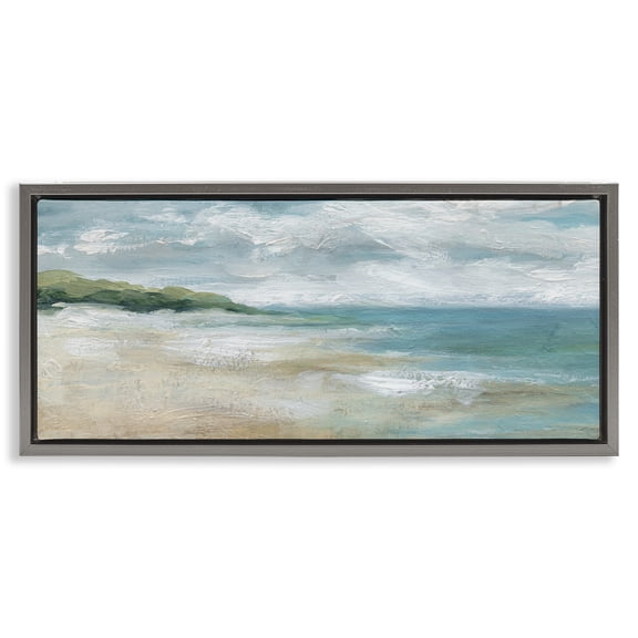 Stupell Industries Sweeping Coastal Expanse Gray Framed Floater Canvas Wall Art, design by Carol Robinson, 11 x 25