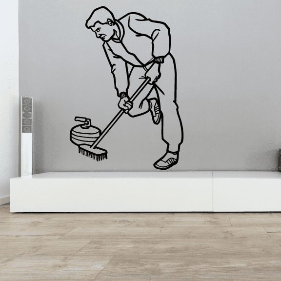 Sweeping Curling Player Decal - 36 Inches