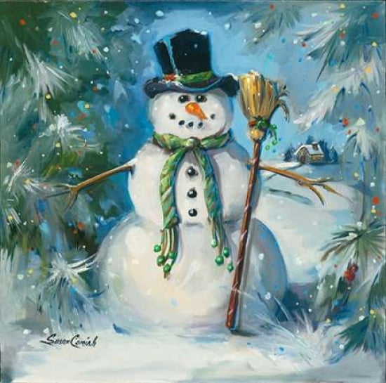 Sweeping Snowman Canvas Art - Susan Comish (24 x 24)