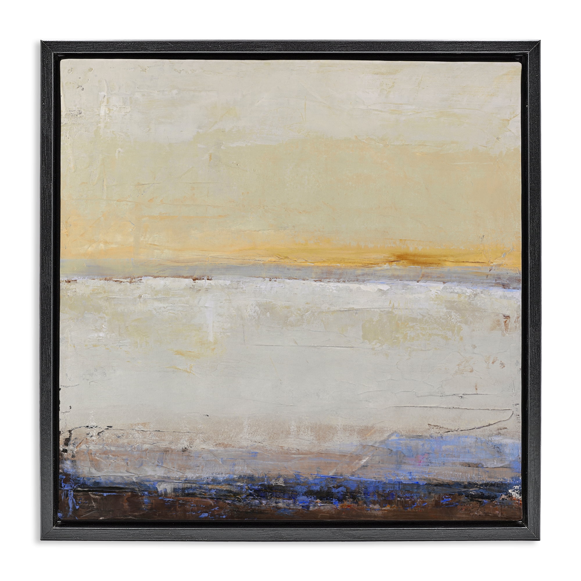 Sweeping Subtle Horizon Black Framed Floater Canvas Wall Art, design by Design Fabrikken