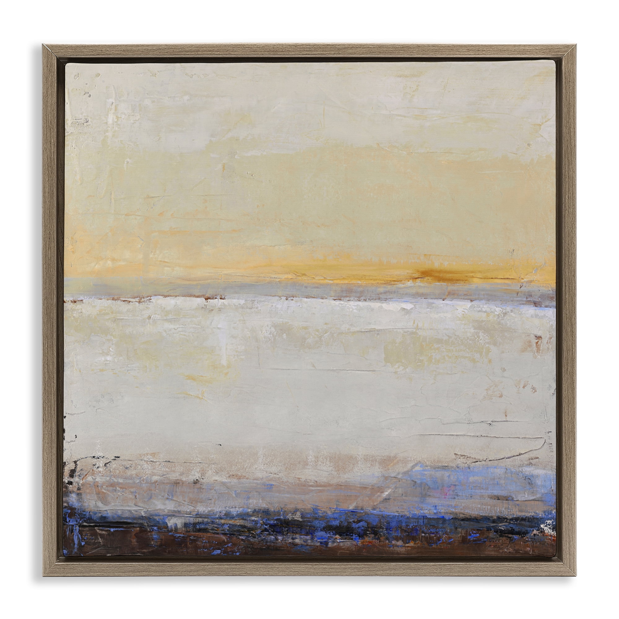Sweeping Subtle Horizon Brown Framed Floater Canvas Wall Art, design by Design Fabrikken