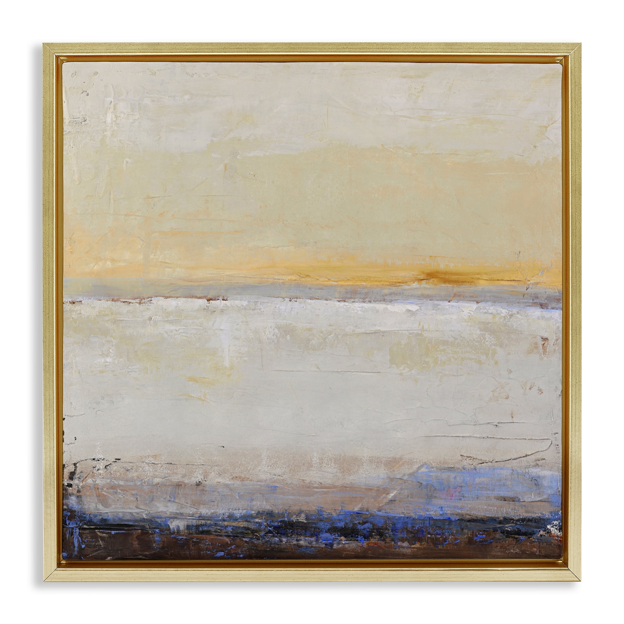 Sweeping Subtle Horizon Gold Framed Floater Canvas Wall Art, design by Design Fabrikken