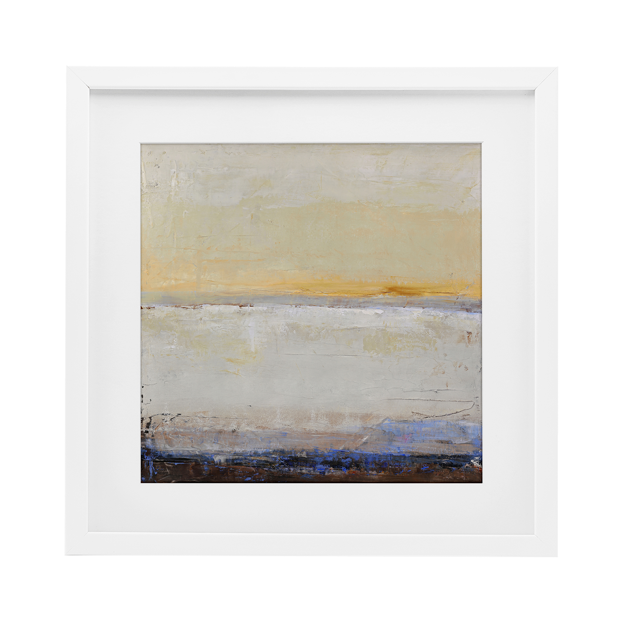 Sweeping Subtle Horizon White Framed Print Under Glass, design by Design Fabrikken