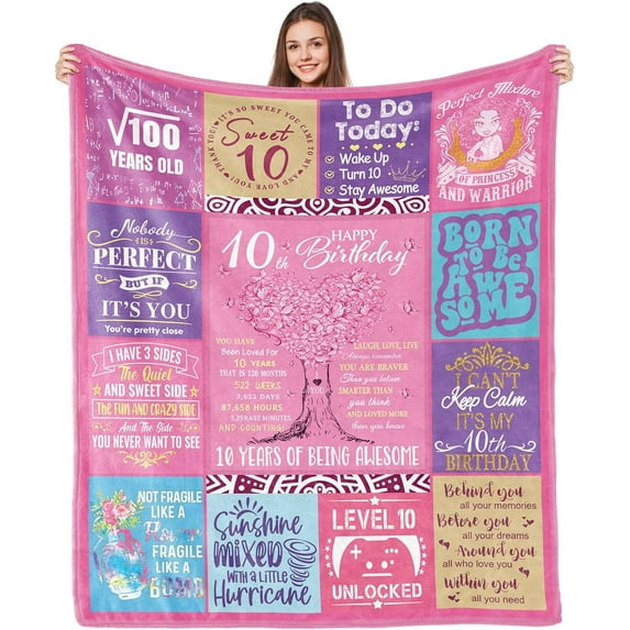 Sweet 10th Birthday Gifts for Girls Sweet 10th Gifts for Girls 10th Birthday Gifts Ideas for Girls 10th Birthday Decorations 10th Birthday Gifts for Girls Birthday Blanket 50x60 Inches