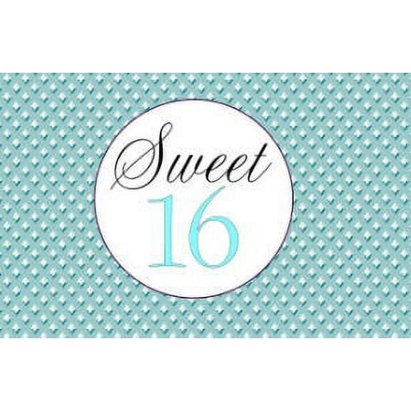 Sweet 16 - 16th Birthday Edible Cake Decoration Photo Image Cake Topper - Teal
