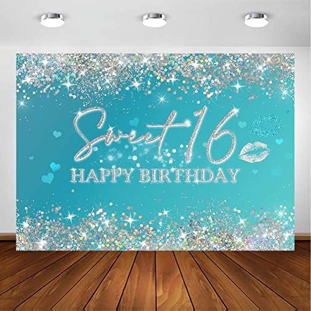 Sweet 16 Birthday Backdrop Glitter Sprinkle Dots Birthday Party ...