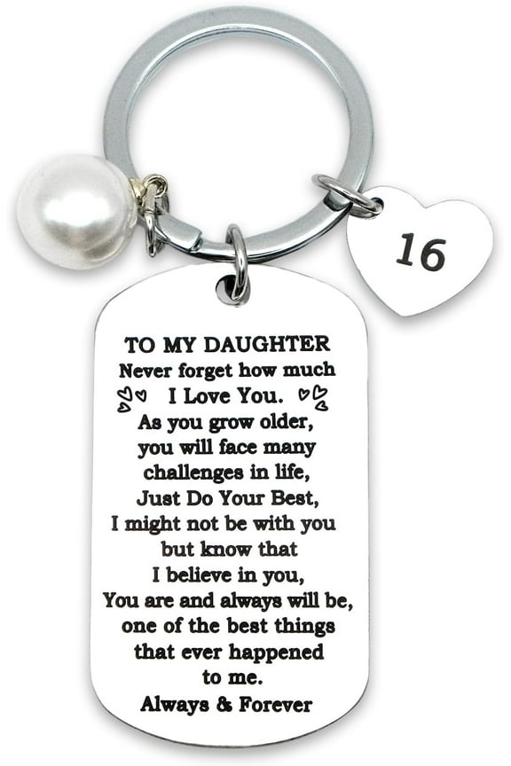 Sweet 16 Birthday Gifts for Daughter, 16th Birthday Gift for Girl Teenage Drivers Keychain, Sixteen New Driver Happy Birthday Gift from Mom Dad