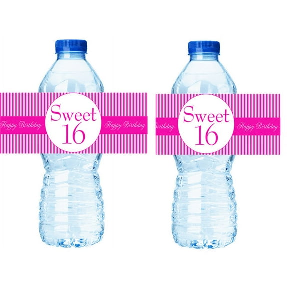 Sweet 16 Birthday Party 15ct Water Bottle Decorations Labels Stickers