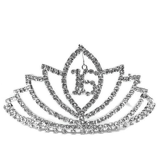 Sweet 16 Birthday Silver Rhinestone Tiara Crown Keepsake Gift