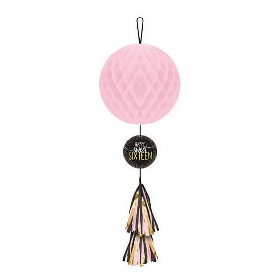 Sweet 16 'Blush' Deluxe Honeycomb Decoration w/ Tassel (1ct)