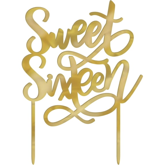 Sweet Sixteen Gold Cake Topper