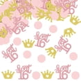 thumbnail image 1 of Sweet 16 Confetti, Rose Gold Glitter Sweet 16, Gold Glitter Crown and Pink Circles Confetti, Sweet 16th Birthday Party Decorations, Sweet Sixteen Party Decorations, 300 Pcs, 1 of 5