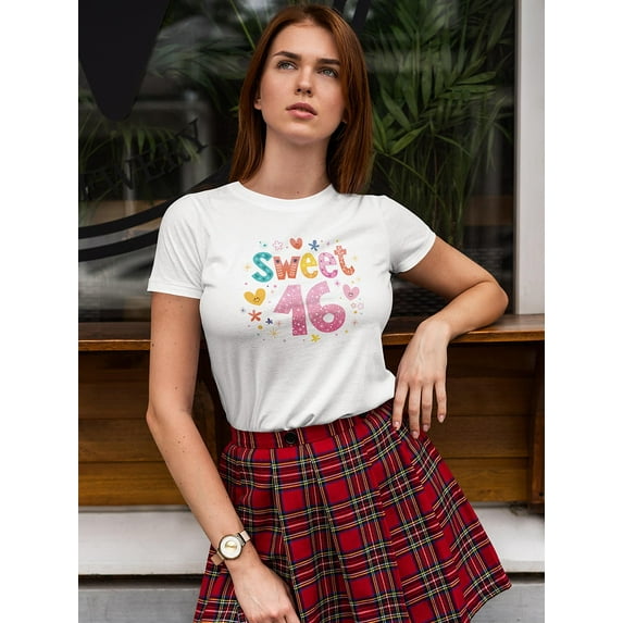 Sweet 16 Cute Colorful Flowers T-Shirt Women -Image by Shutterstock, Female Medium