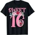thumbnail image 1 of Sweet 16 Floral Flowers Sixteen Birthday T-Shirt, 1 of 4