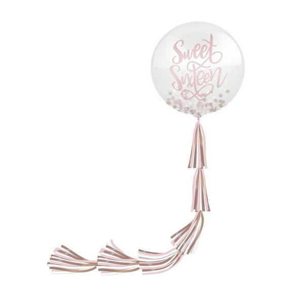 Sweet 16 Giant Confetti-Filled Latex Balloon with Tail (1ct)
