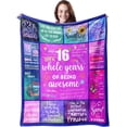 thumbnail image 1 of Sweet 16 Gift - 50" X 40" Cozy Throw Blanket for Teen Girls, Perfect 16th Birthday Present, Cute & Unique Gift Idea, Thoughtful Sweet Sixteen Gift, Special Birthday Gift for Her, 1 of 6