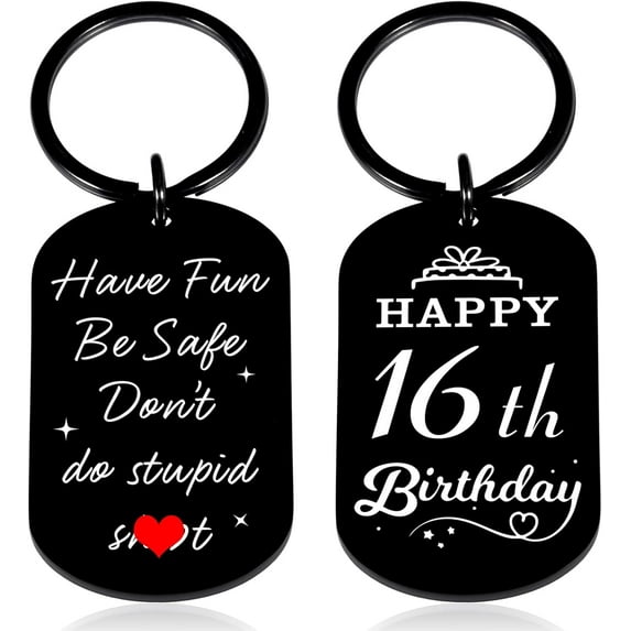 Sweet 16 Gifts Funny Sixteen Keychains for Turning 16 Years Old Teen Girls Boys Happy 16th Birthday Presents Decorations for Women Men Best Teenager Gift Idea Son Daughter Christmas New Driver Keyring