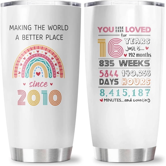 Sweet 16 Gifts for Girls, 16th Birthday Decorations Tumbler 20OZ 1PC, Gifts for 16 Year Old Girl, Sweet Sixteen Party Decorations, Presents for 16th Birthday Gift Ideas Cup Mug
