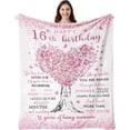 thumbnail image 1 of Sweet 16 Gifts for Girls, 16th Birthday Gifts for Girls, 16 Year Old Girl Birthday Gift Ideas, 16th Birthday Decorations, Happy 16th Birthday, Birthday Presents for 16 Year Old Blanket 50"X60", 1 of 6