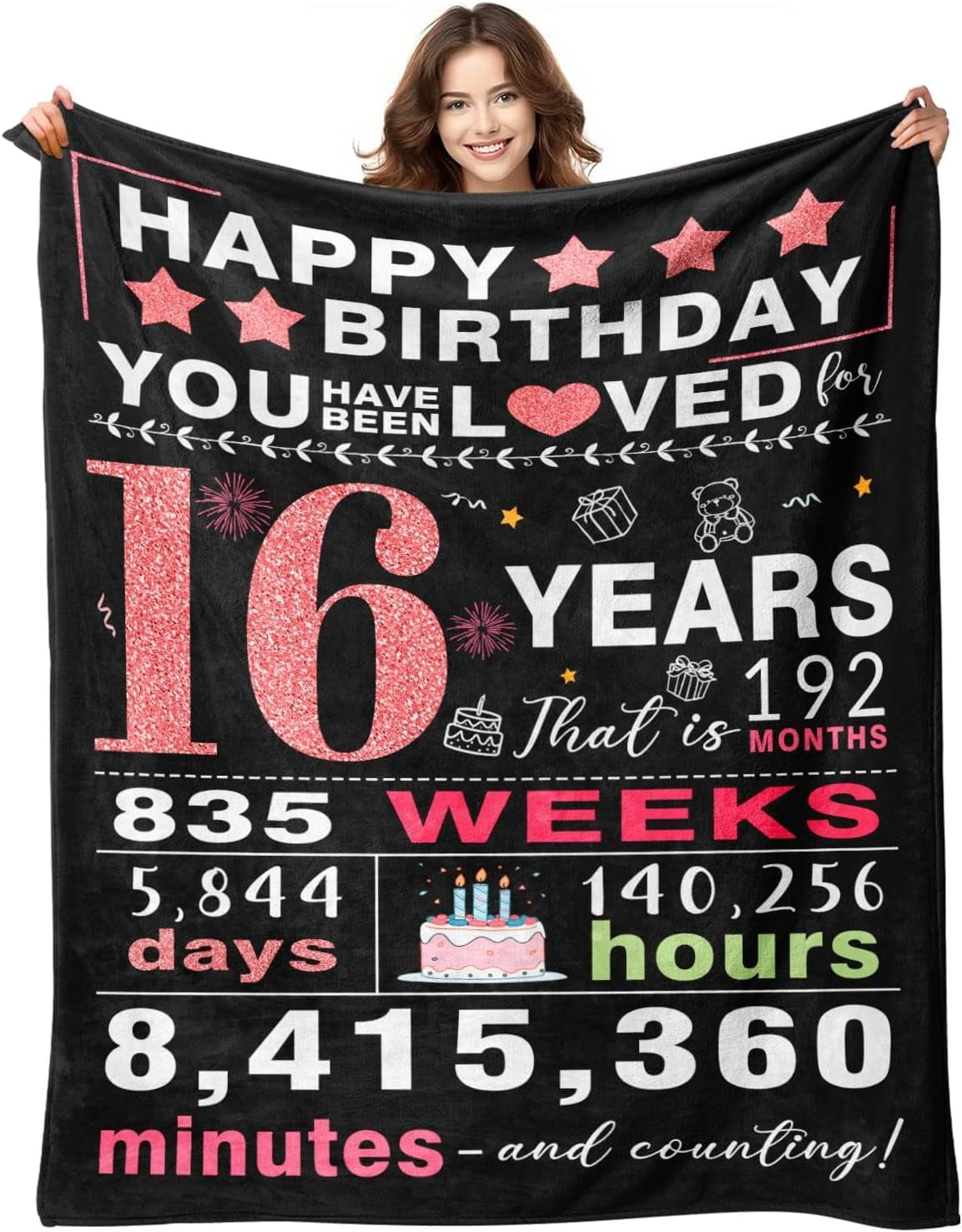 Sweet 16 Gifts for Girls, 16th Birthday Gifts for Girls, 16 Year Old Girls Birthday Gift Ideas, Gifts for 16 Year Old Girls, Teenager Girl Gift Ideas, 16 Birthday Decorations for Girls Blanket 50x60