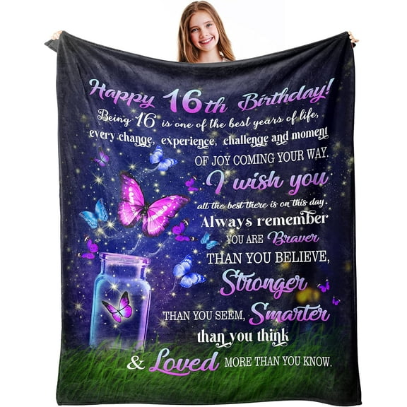 Sweet 16 Gifts for Girls, 16th Birthday Gifts for Girls, Gifts for 16 Year Old Girl, 16 Year Old Girl Birthday Gift Ideas, Sweetn Gifts for Girls, 16th Birthday Decorations Blanket