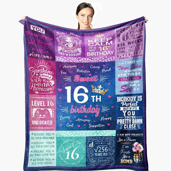 Sweet 16 Gifts for Girls - 16th Birthday Gifts for Girls - 16 Year Old 50"x40" Blanket for Birthday - Gifts for 16 Year Old Girl - 16th Birthday Gift Ideas - Sweet Sixteen Birthday Decorations