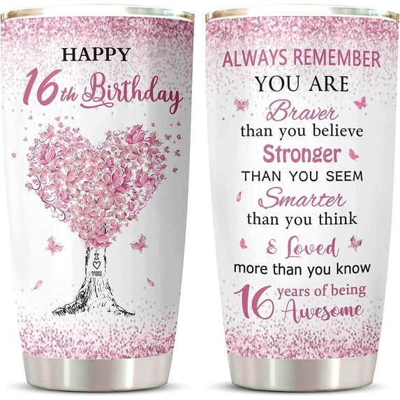 Sweet 16 Gifts for Girls Tumbler 1PC, 16 Year Old Girl Birthday Gift Ideas, Gift for 16 Year Old Girl, 16th Birthday Gifts for Girls, Sweet Sixteen Mug,16th Birthday Decoration Coffee Cup 20oz