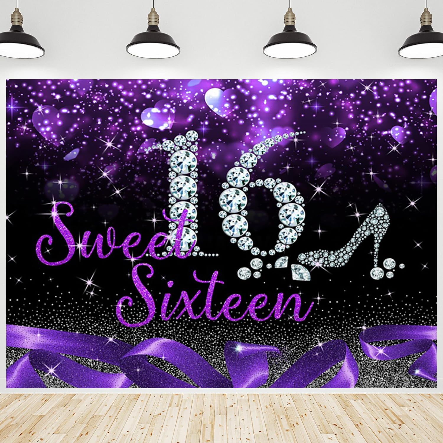 Sweet 16 Geburtstag Banner – Rose Gold Glitzer, 150x90 Cm – Partydeko Für Mädchen