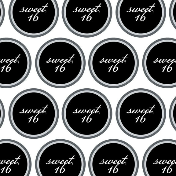 Sweet 16 Sixteen Birthday on Black Premium Gift Wrap Wrapping Paper Roll