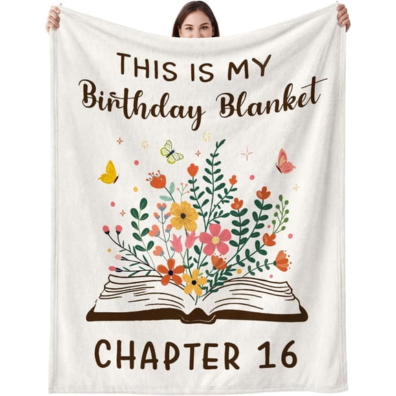 Sweet 16 Soft Flannel Throw Blanket, Birthday Gift for Girls