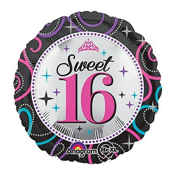 Anagram International Hx Sweet 16 Sparkle Balloon, Multicolor
