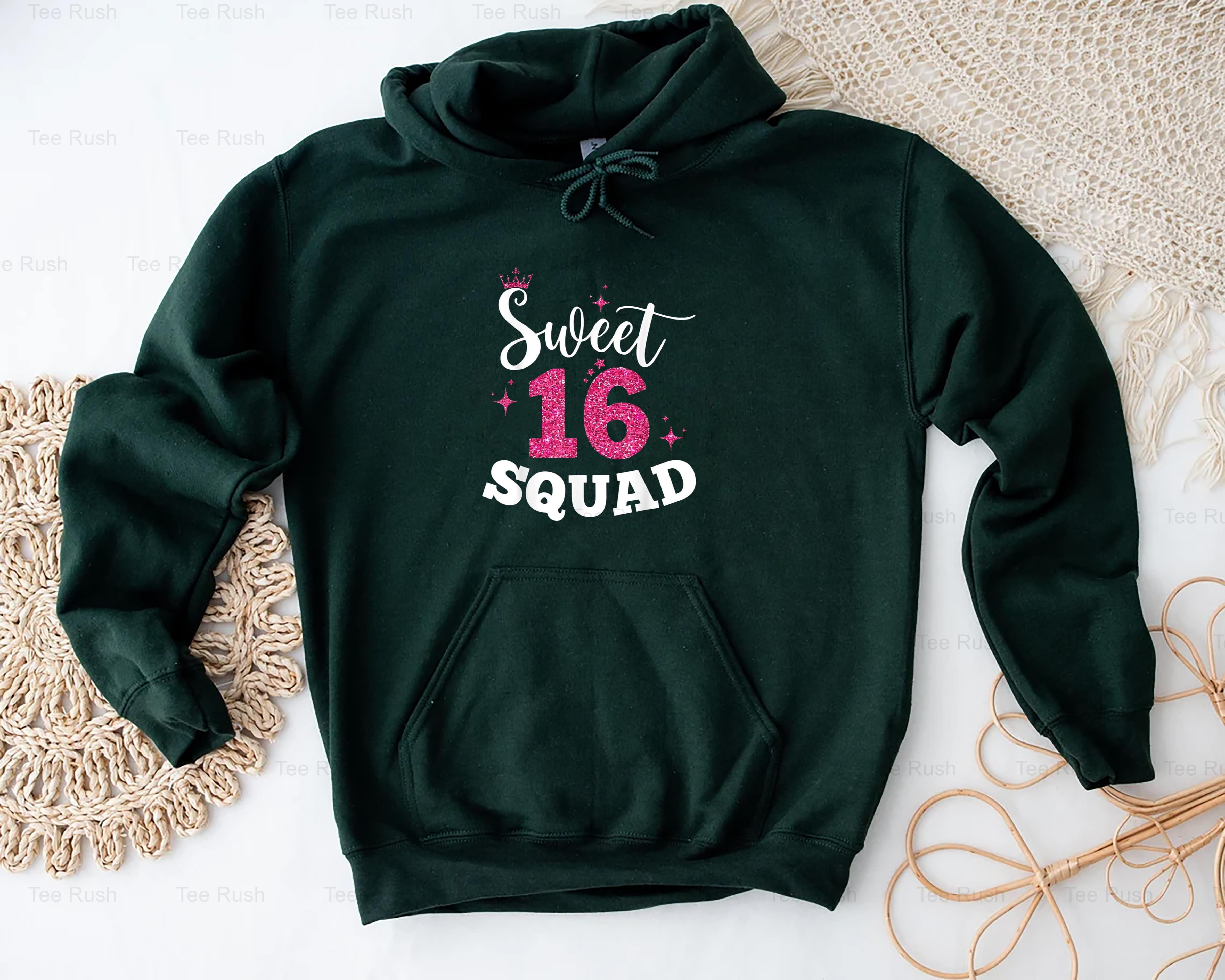 Sweet 16 Squad Girl Sixteenth Birthday Quote Gift, Funnyn, Party,T
