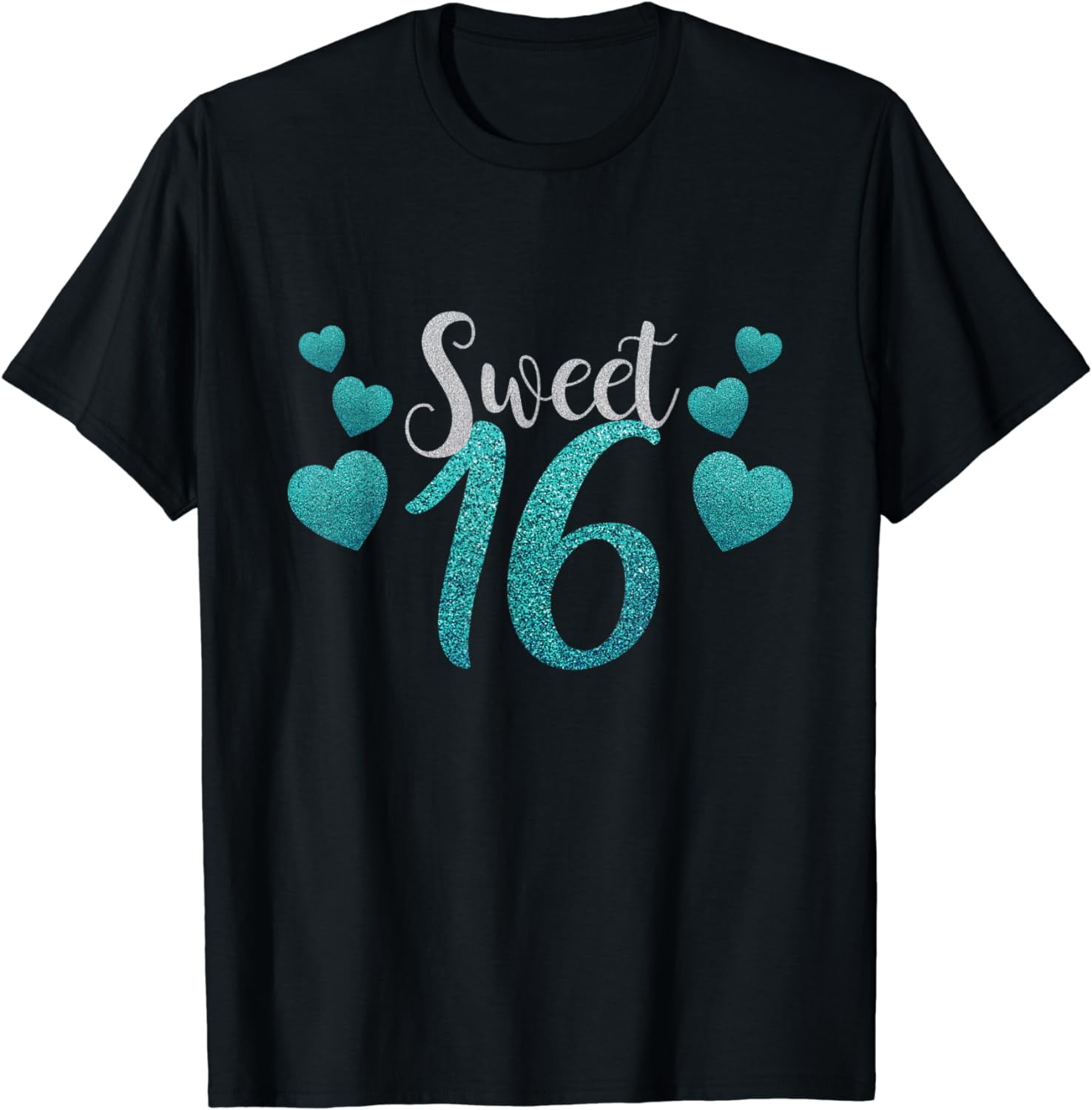 Sweet 16 T-Shirt With Blue Hearts Clothing Sweet 16 T-Shirt With Blue Hearts Clothing