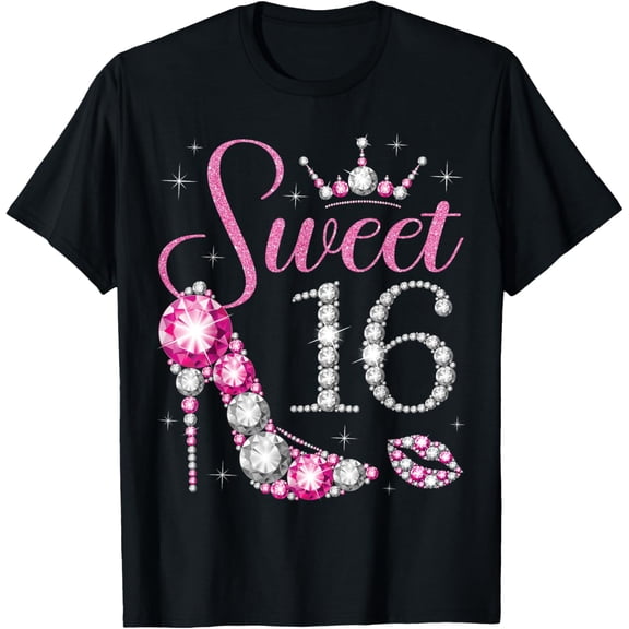 Sweet 16 Years Old 16th Birthday Queen Girls Bday Party T-Shirt