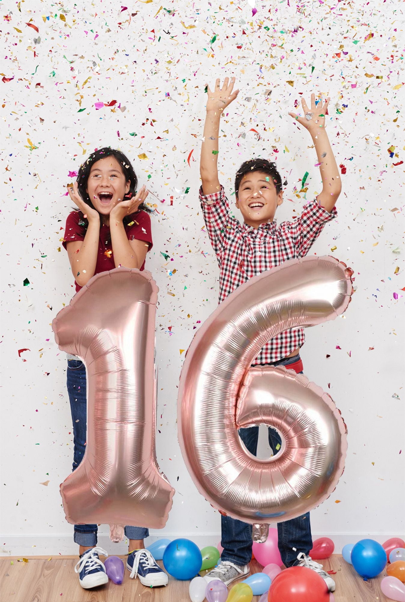 Sweet 16th Balloons Number Sixteen Balloons Giant 40 inch Party Balloons Birthday Party Balloons - Rose Gold
