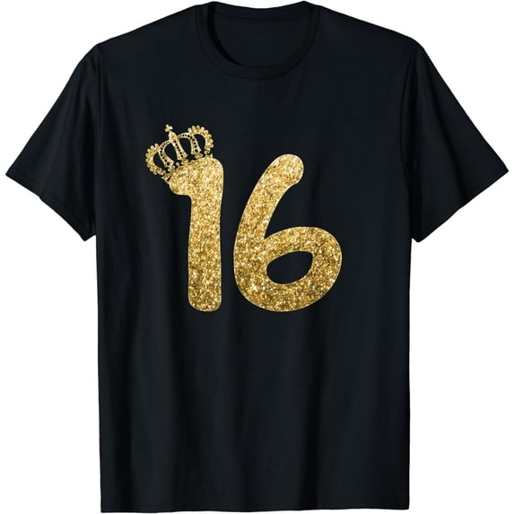 Sweet 16th Birthday T-Shirt Gifts for Girls Sixteen Gold